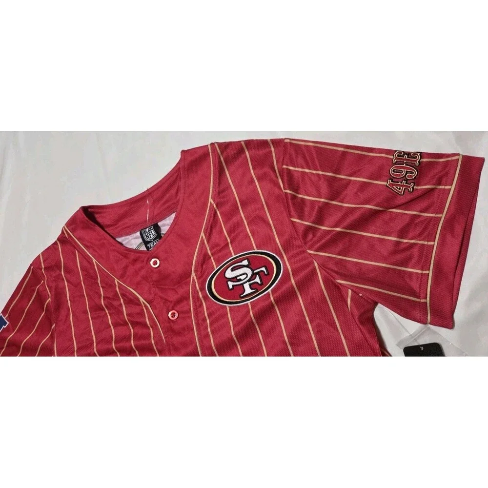 San Francisco 49ers Baseball Jersey Red And Gold Stripes Size Medium NWT
